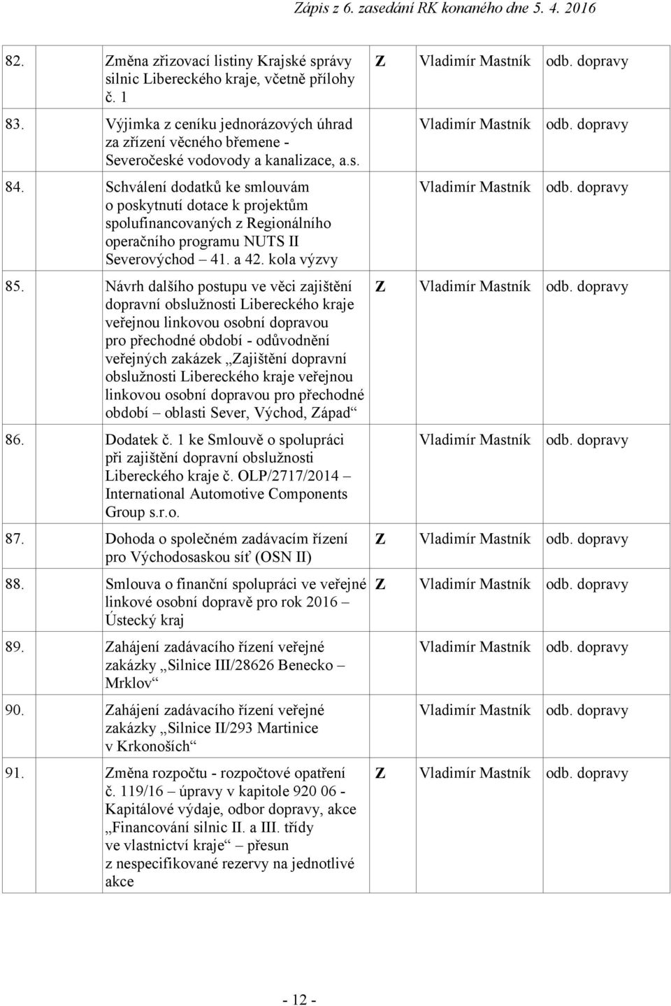 Návrh dalšího postupu ve věci zajištění dopravní obslužnosti Libereckého kraje veřejnou linkovou osobní dopravou pro přechodné období - odůvodnění veřejných zakázek Zajištění dopravní obslužnosti