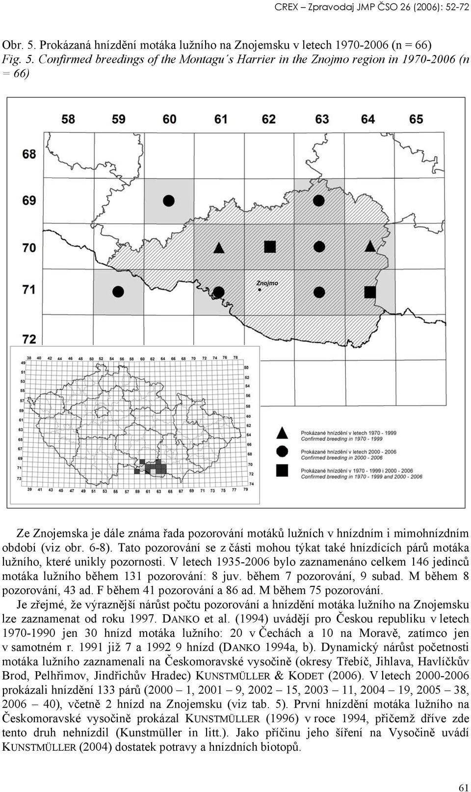 6-8). Tato pozorování se z části mohou týkat také hnízdících párů motáka lužního, které unikly pozornosti.