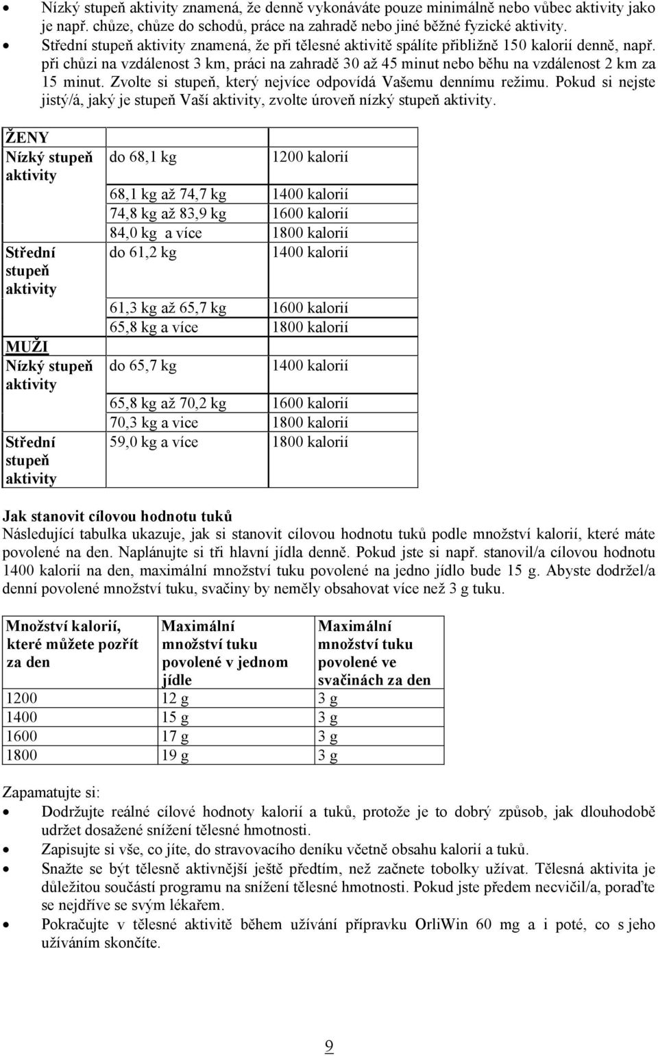 při chůzi na vzdálenost 3 km, práci na zahradě 30 až 45 minut nebo běhu na vzdálenost 2 km za 15 minut. Zvolte si stupeň, který nejvíce odpovídá Vašemu dennímu režimu.