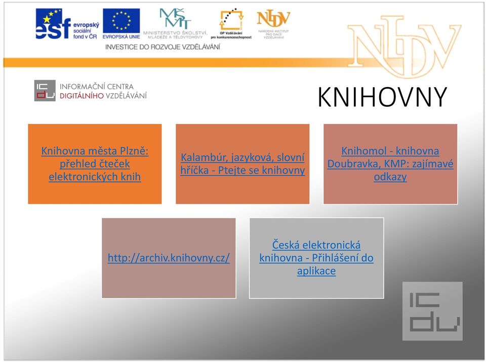 Knihomol - knihovna Doubravka, KMP: zajímavé odkazy