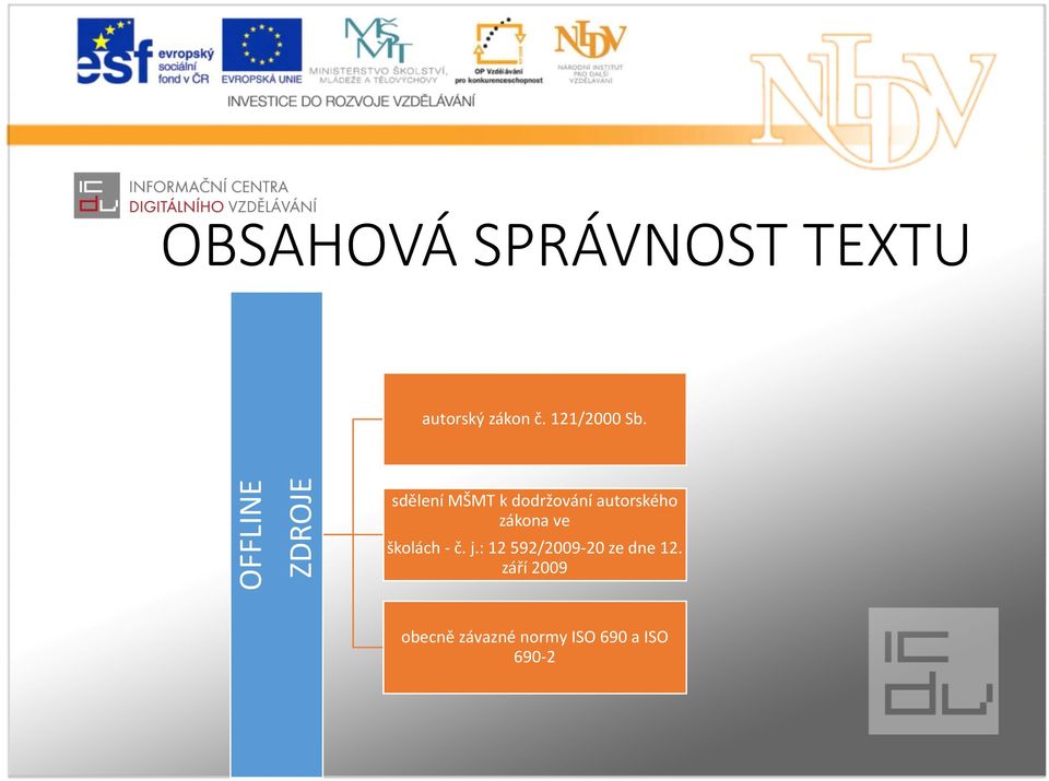 OFFLINE ZDROJE sdělení MŠMT k dodržování autorského