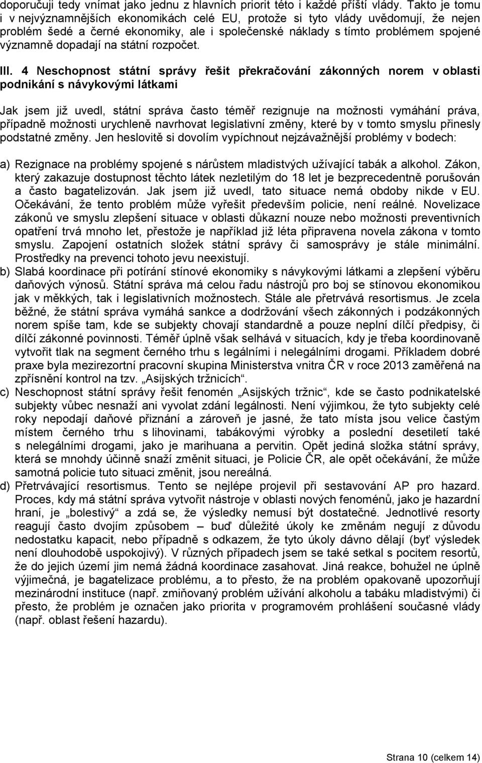 na státní rozpočet. III.