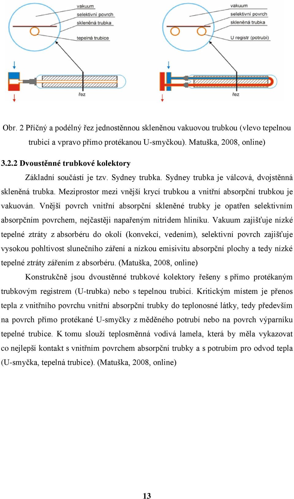 Vnější povrch vnitřní absorpční skleněné trubky je opatřen selektivním absorpčním povrchem, nejčastěji napařeným nitridem hliníku.