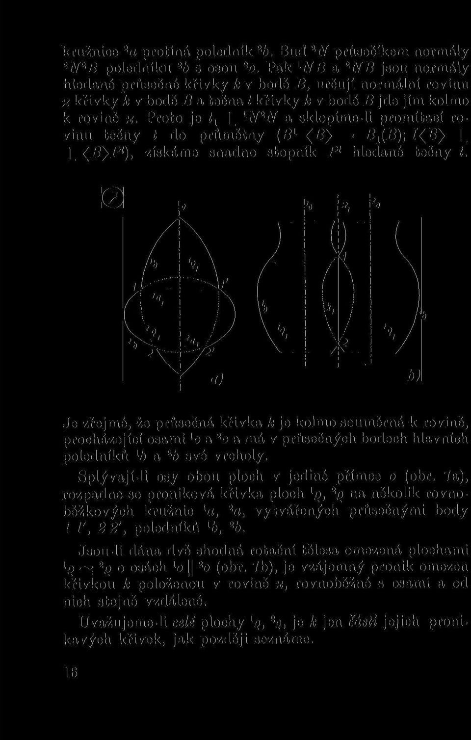 Proto je 1 N 2 N a sklopíme-li promítací rovinu tečny t do průmětny (B 1 (B) = /< > (ByP 1 ), získáme snadno stopník P 1 hledané tečny í.