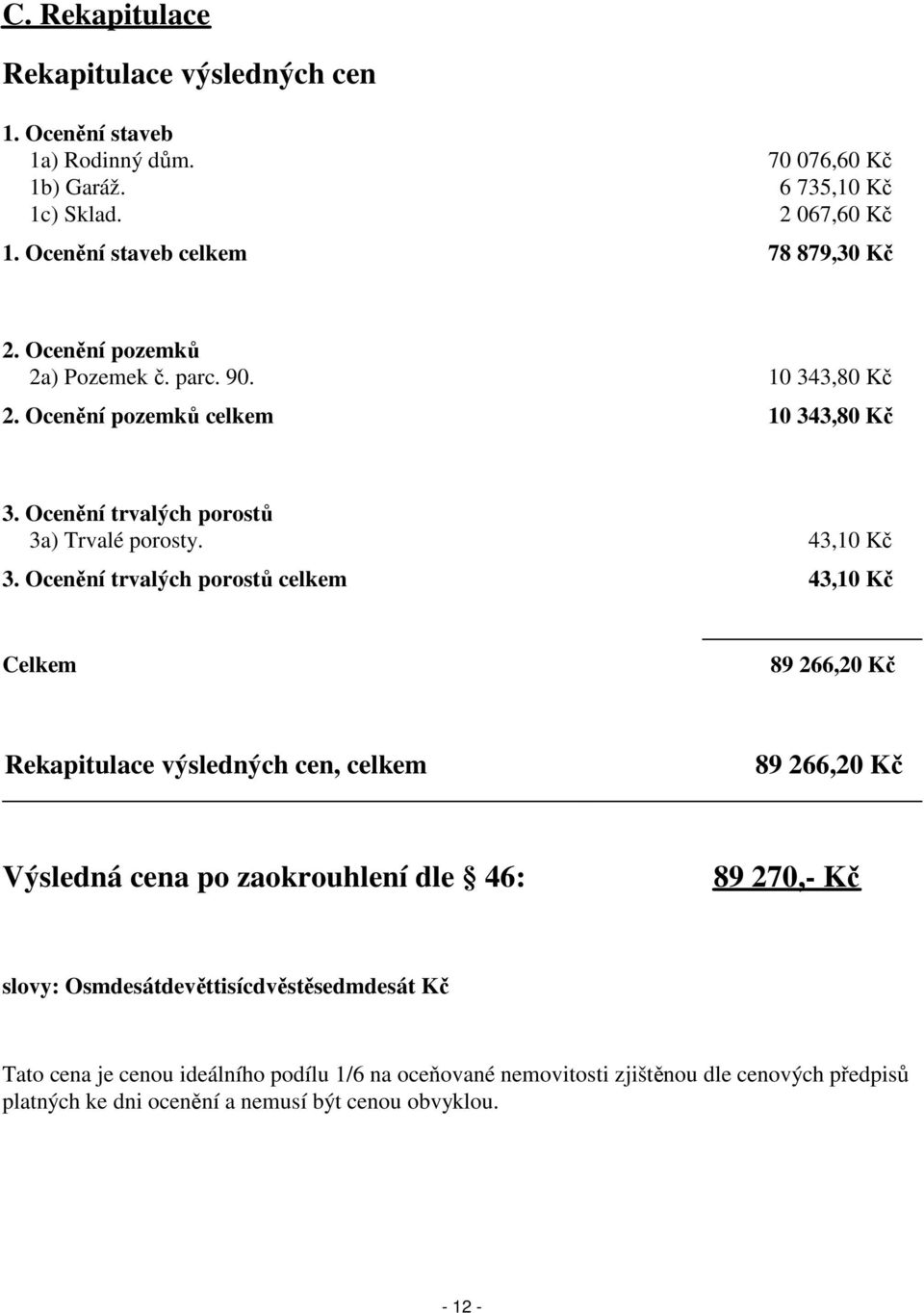 Ocenění trvalých porostů 3a) Trvalé porosty. 43,10 Kč 3.