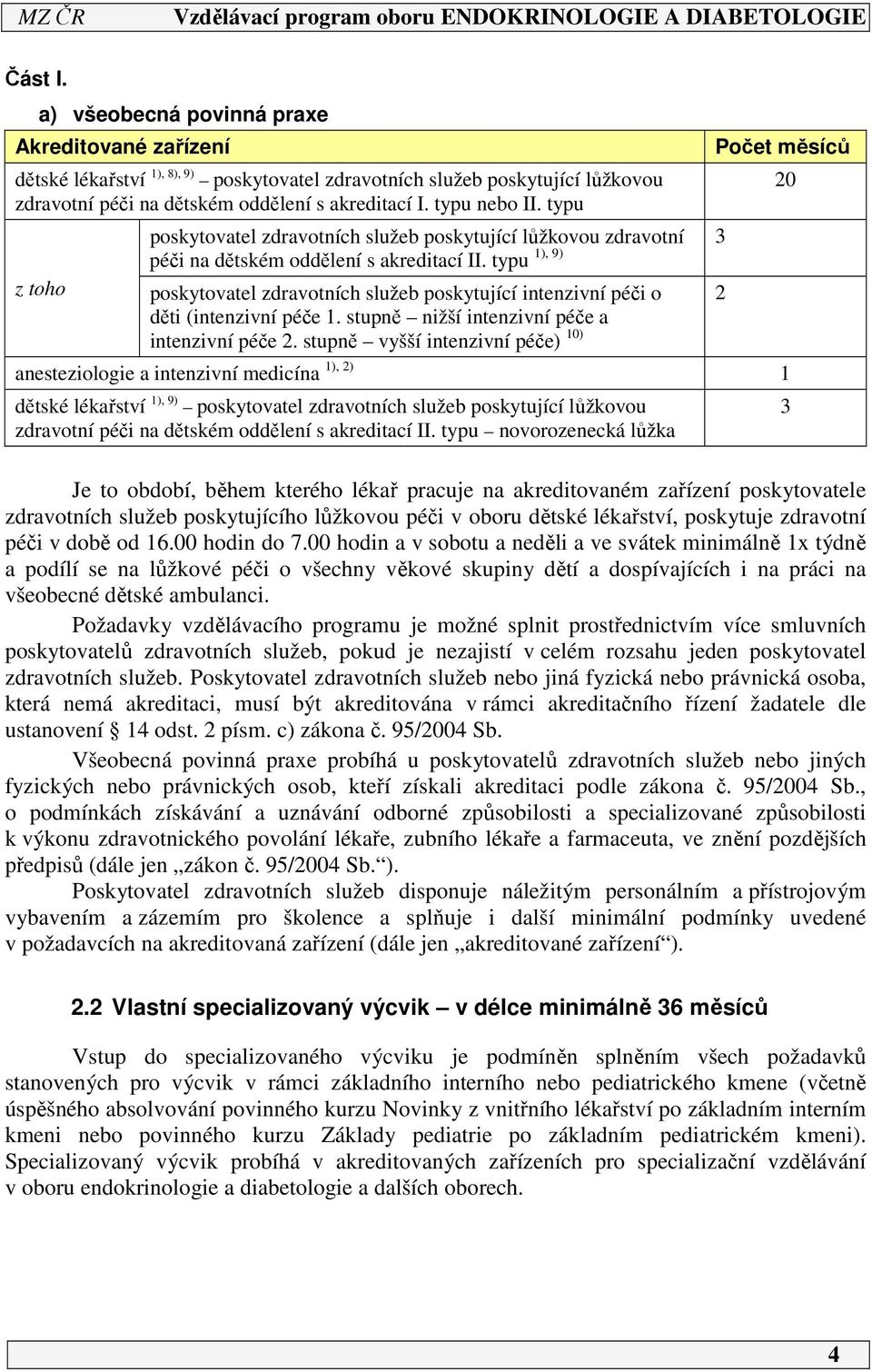 typu 1), 9) poskytovatel zdravotních služeb poskytující intenzivní péči o děti (intenzivní péče 1. stupně nižší intenzivní péče a intenzivní péče 2.