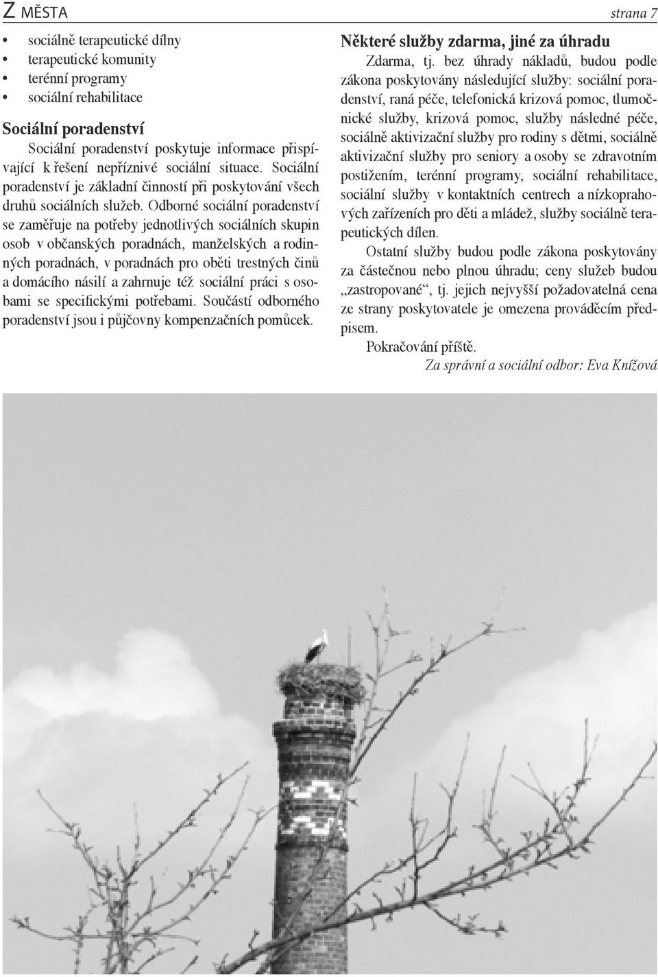 Odborné sociální poradenství se zaměřuje na potřeby jednotlivých sociálních skupin osob v občanských poradnách, manželských a rodinných poradnách, v poradnách pro oběti trestných činů a domácího