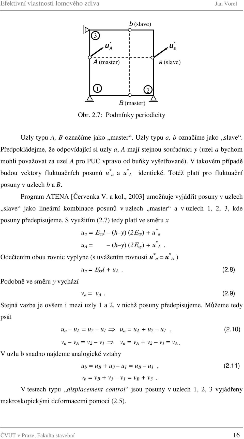 V takovém případě budou vektory fluktuačních posunů u * a a u * A identické. Totéž platí pro fluktuační posuny v uzlech b a B. Program ATENA [Červenka V. a kol.