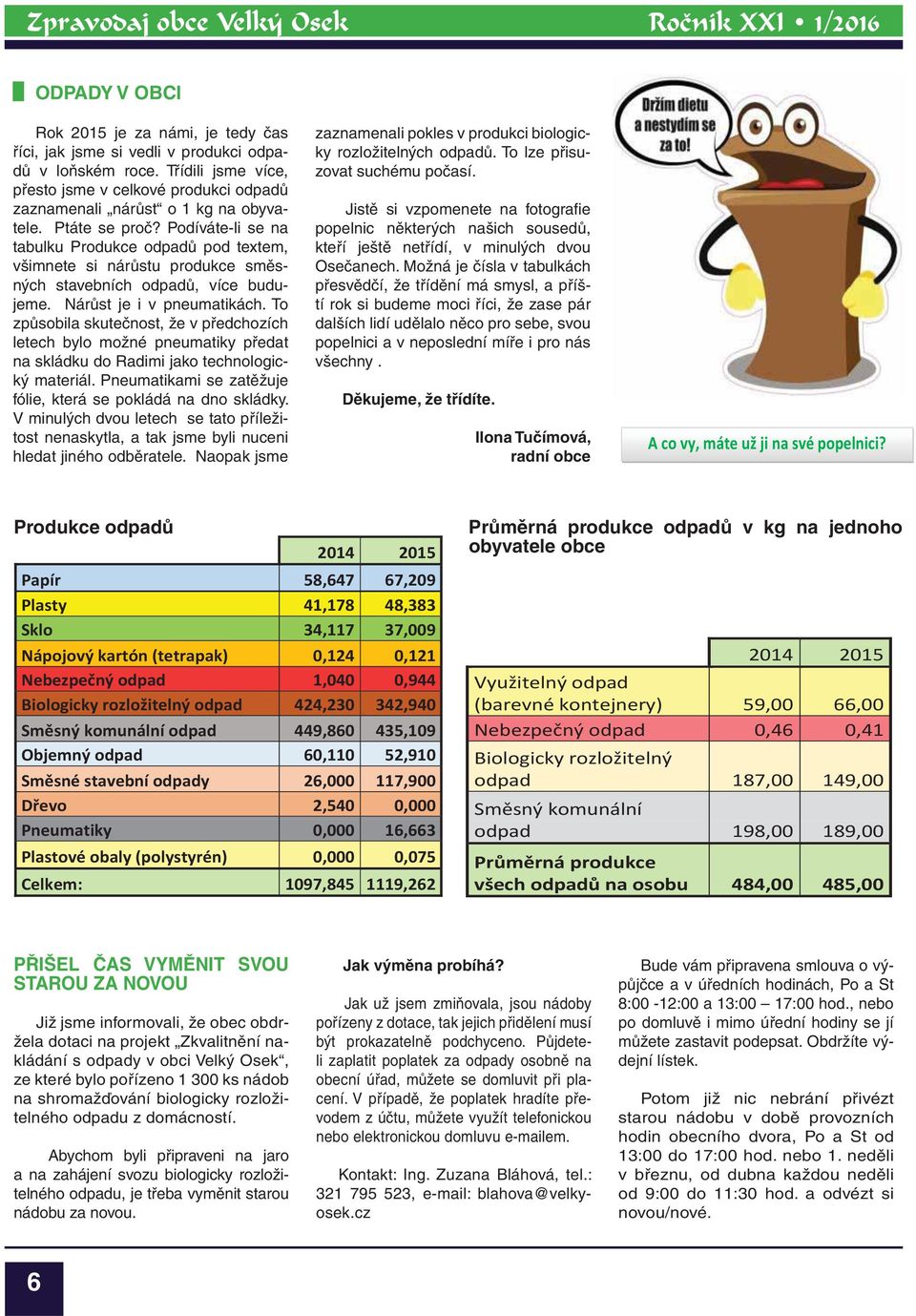 Podíváte-li se na tabulku Produkce odpadů pod textem, všimnete si nárůstu produkce směsných stavebních odpadů, více budujeme. Nárůst je i v pneumatikách.