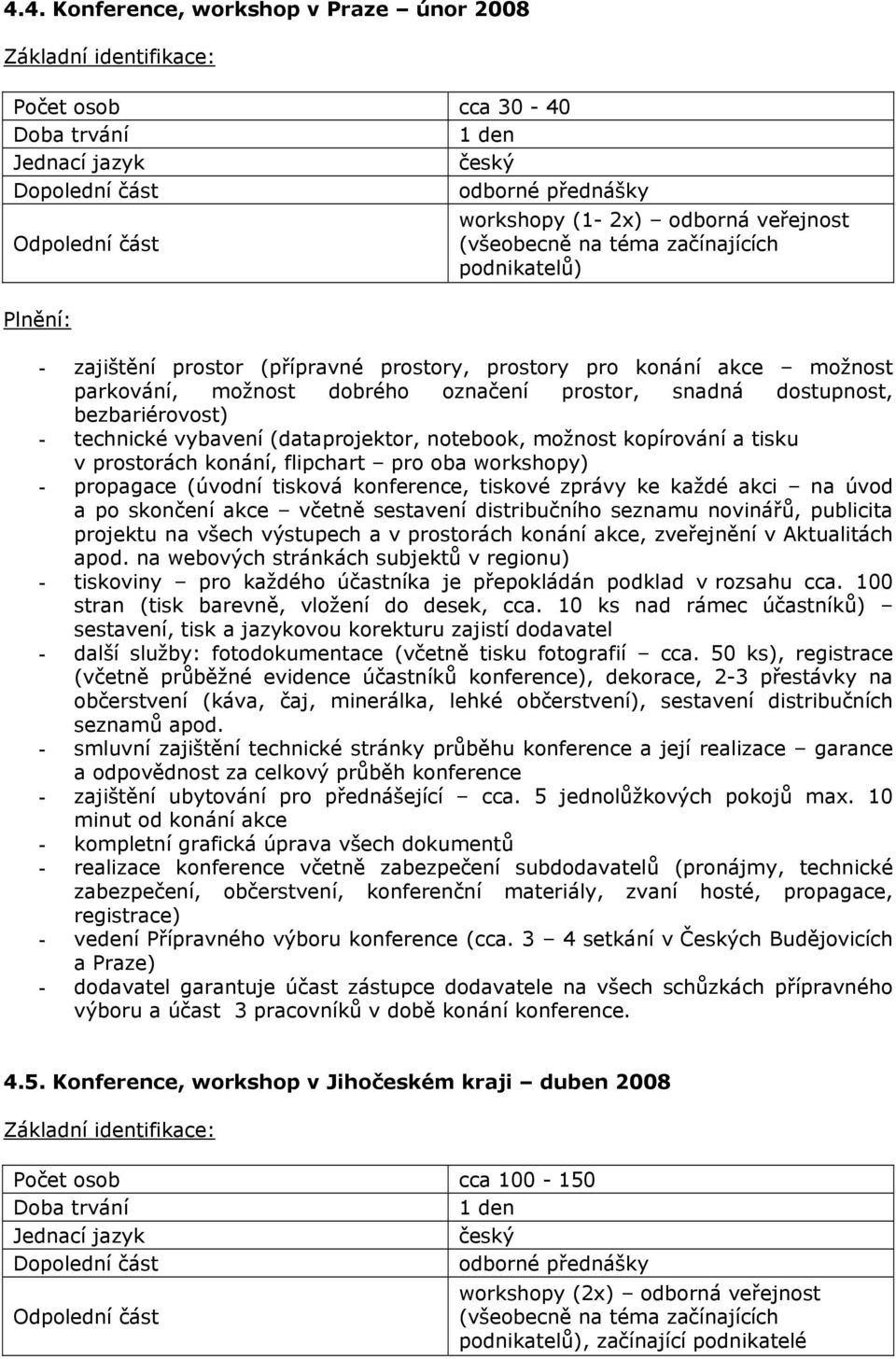 (káva, čaj, minerálka, lehké občerstvení), sestavení distribučních - vedení Přípravného výboru konference (cca.