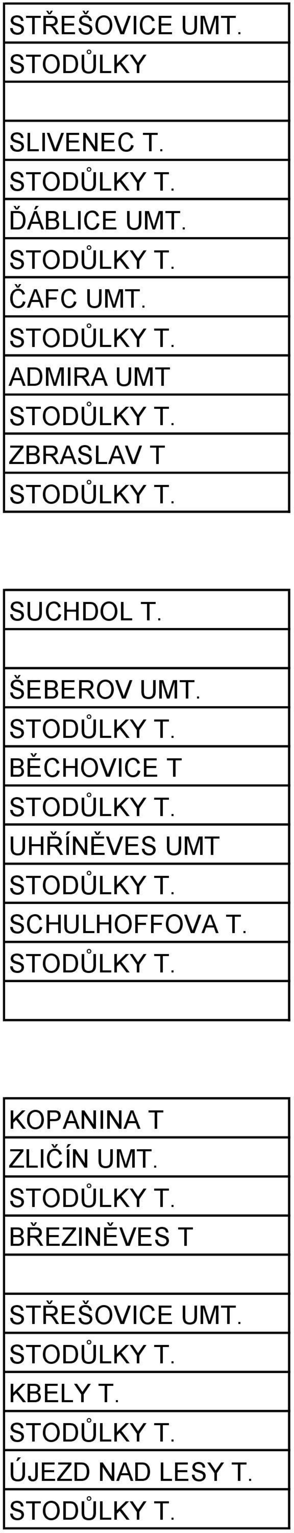 BĚCHOVICE T UHŘÍNĚVES UMT SCHULHOFFOVA T.