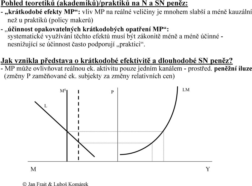 méně účinné - nesnižující se účinnost často podporují praktici. Jak vznikla představa o krátkodobé efektivitě a dlouhodobé SN peněz?