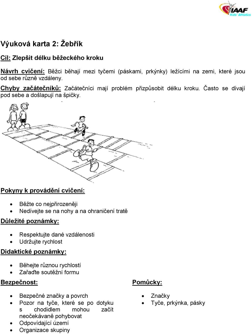 Běžte co nejpřirozeněji Nedívejte se na nohy a na ohraničení tratě Respektujte dané vzdálenosti Udržujte rychlost Běhejte různou rychlostí Bezpečné