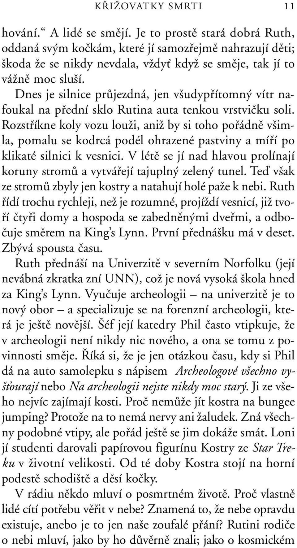 Dnes je silnice prûjezdná, jen v udypfiítomn vítr nafoukal na pfiední sklo Rutina auta tenkou vrstviãku soli.