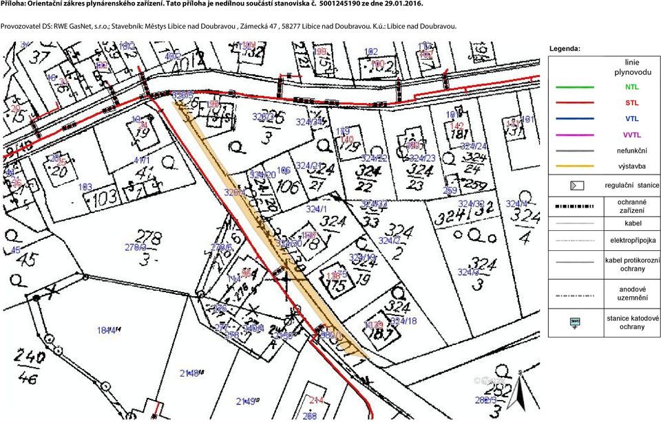 Legenda: linie plynovodu NTL STL VTL VVTL nefunkční výstavba regulační