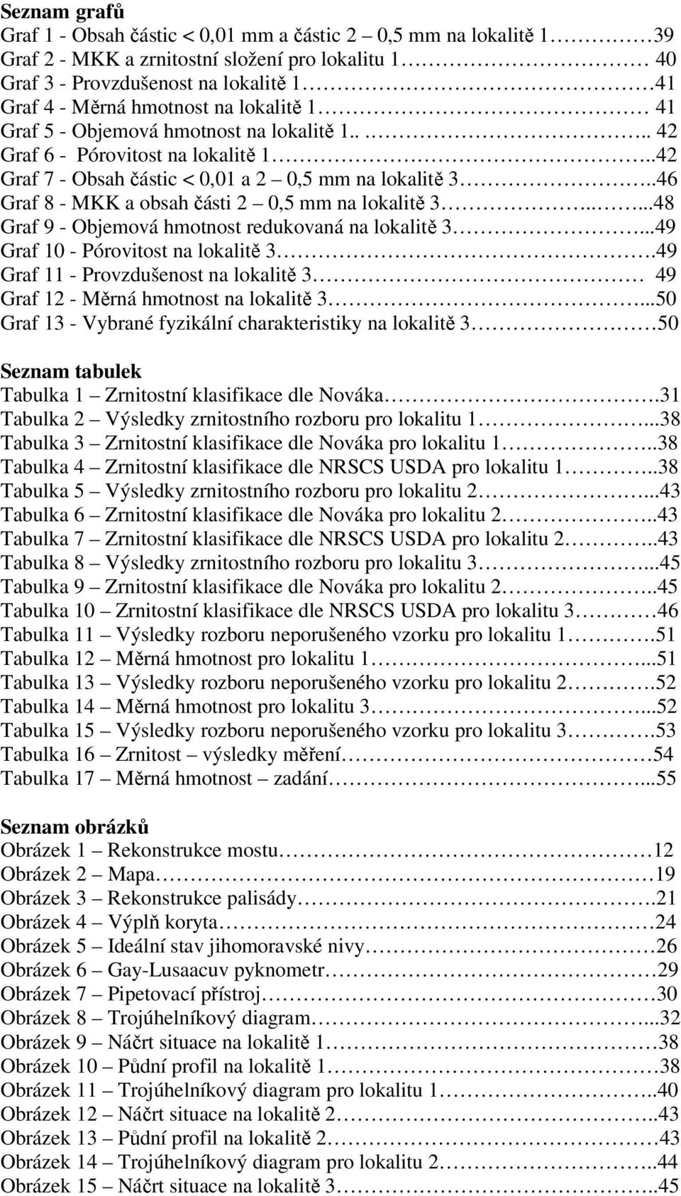 .46 Graf 8 - MKK a obsah části 2 0,5 mm na lokalitě 3.....48 Graf 9 - Objemová hmotnost redukovaná na lokalitě 3...49 Graf 10 - Pórovitost na lokalitě 3.