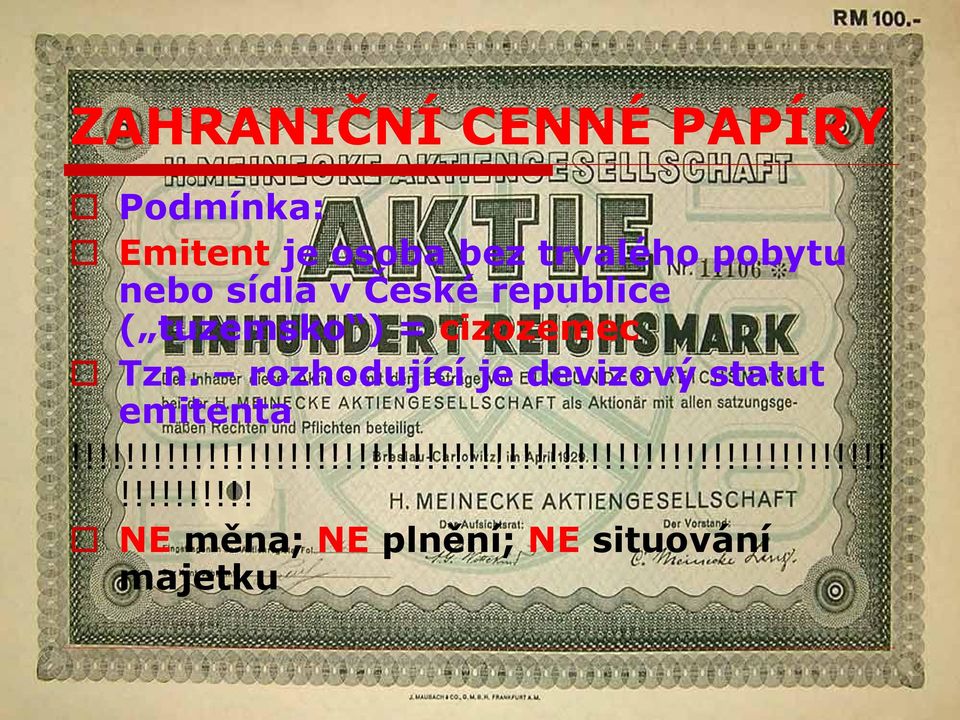 rozhodující je devizový statut emitenta!