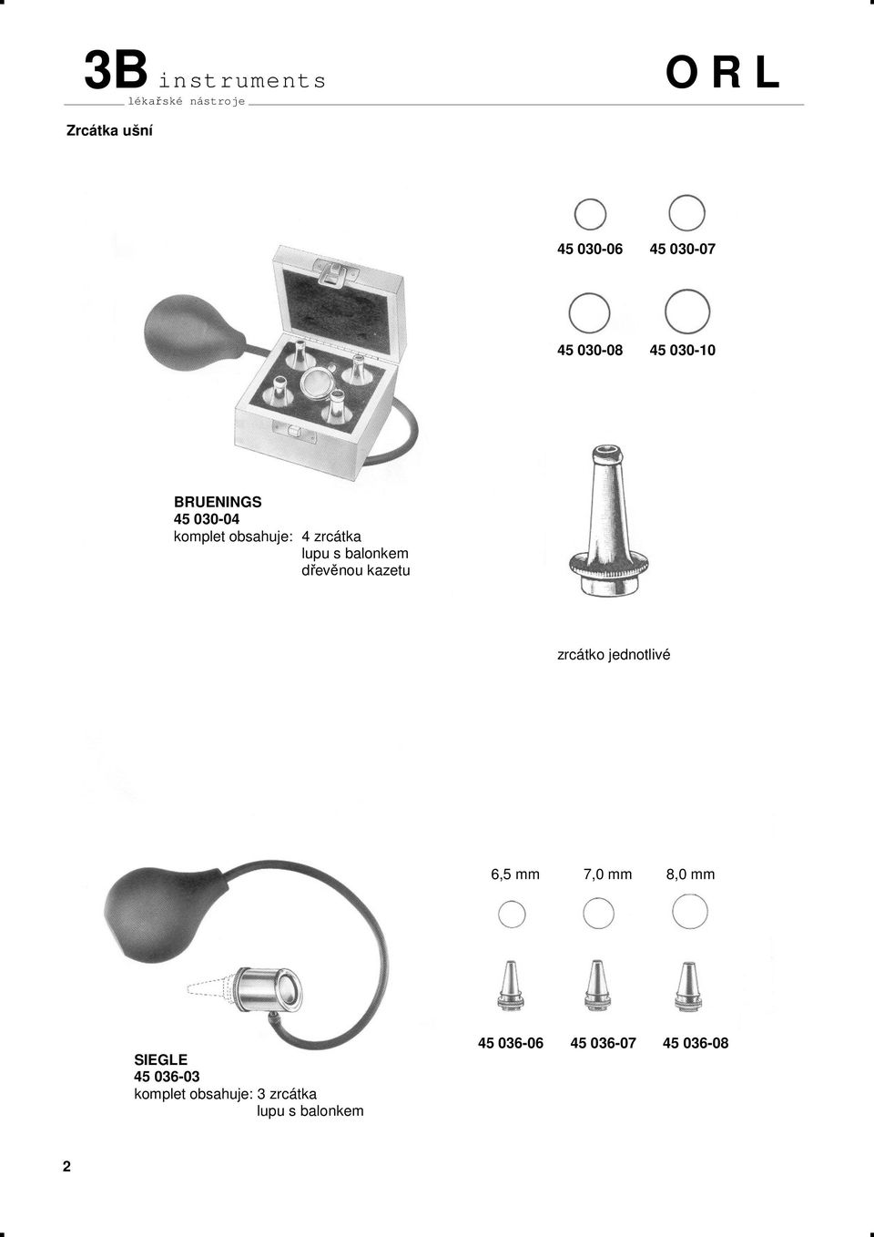 zrcátko jednotlivé 6,5 mm 7,0 mm 8,0 mm SIEGLE 45 036-03 komplet