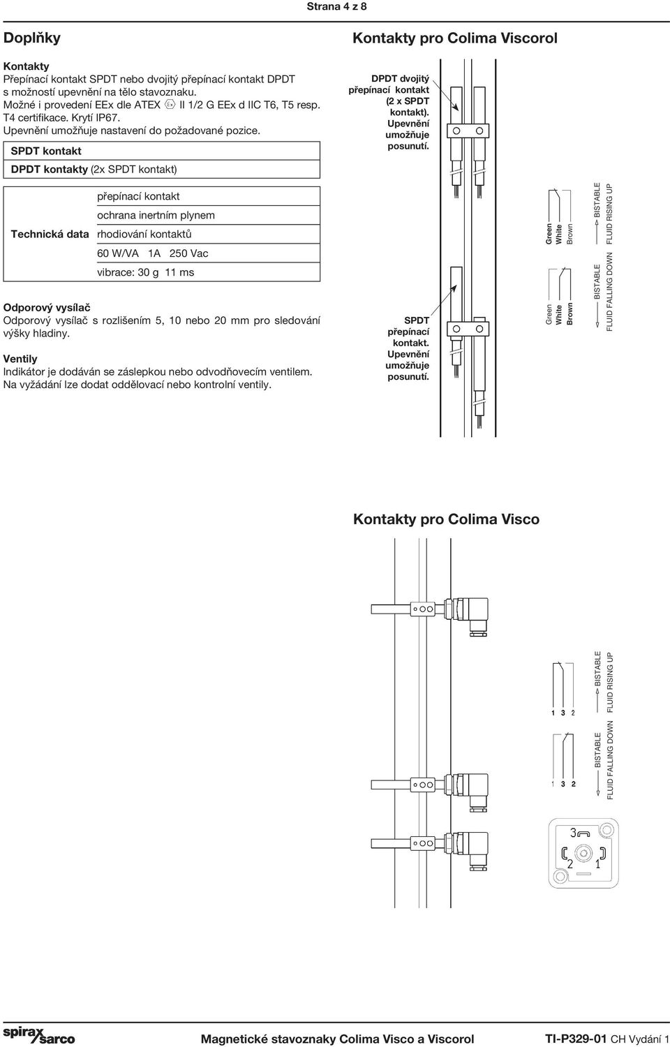 SPDT kontakt DPDT kontakty (2x SPDT kontakt) Kontakty pro Colima Viscorol DPDT dvojitý přepínací kontakt (2 x SPDT kontakt). Upevnění umožňuje posunutí.