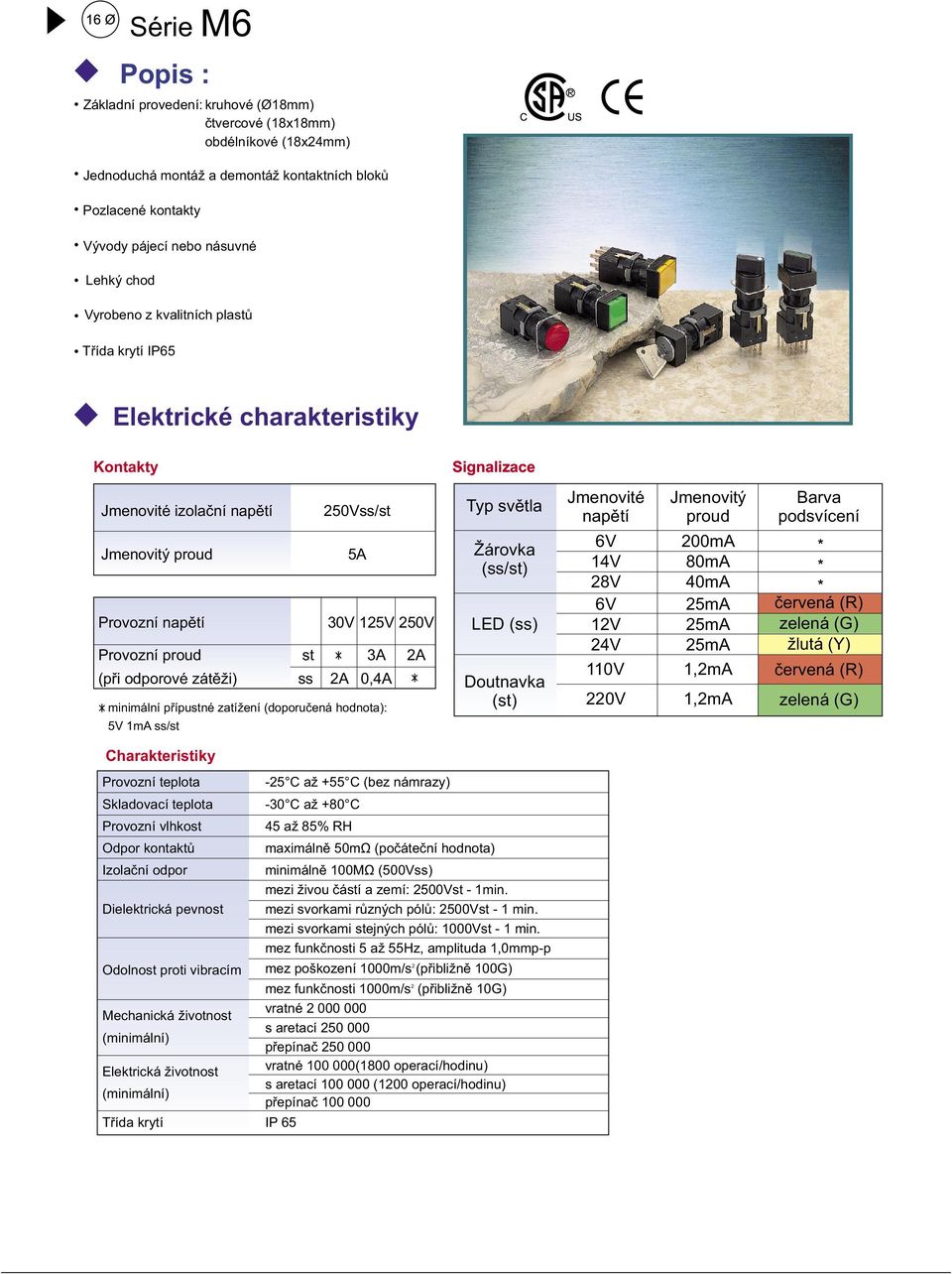 Provozní napětí 30V 125V 250V Provozní proud st 3 2 (při odporové zátěži) ss 2 0,4 minimální přípustné zatížení (doporučená hodnota): 5V 1m ss/st Žárovka (ss/st) LED (ss) Doutnavka (st) 14V 28V 12V