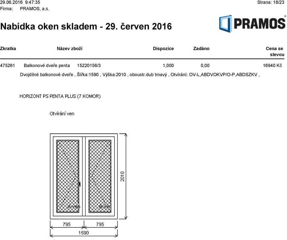 penta 15220156/3 1,000 0,00 16940 Kč Dvojdílné