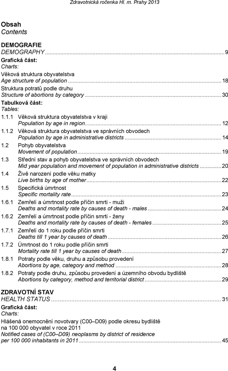 .. 14 1.2 Pohyb obyvatelstva Movement of population... 19 1.3 Střední stav a pohyb obyvatelstva ve správních obvodech Mid year population and movement of population in administrative districts... 20 1.