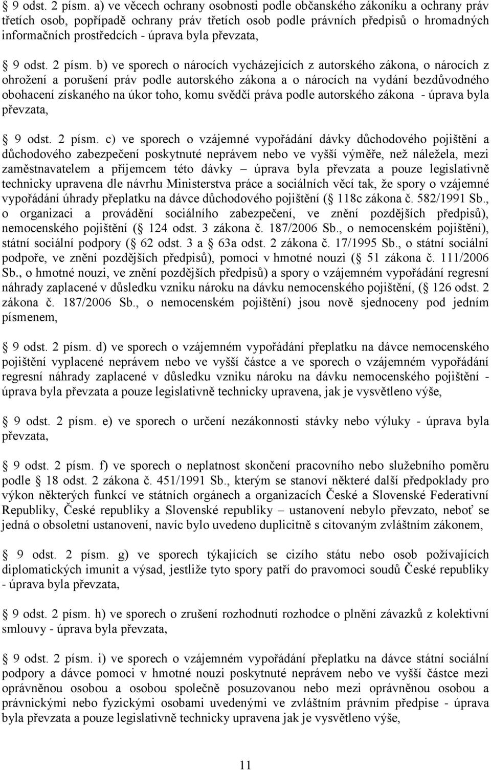 převzata,  b) ve sporech o nárocích vycházejících z autorského zákona, o nárocích z ohrožení a porušení práv podle autorského zákona a o nárocích na vydání bezdůvodného obohacení získaného na úkor