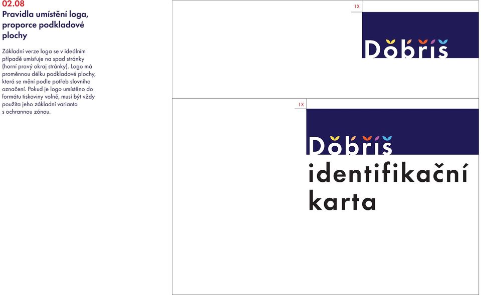 Logo má proměnnou délku podkladové plochy, která se mění podle potřeb slovního označení.