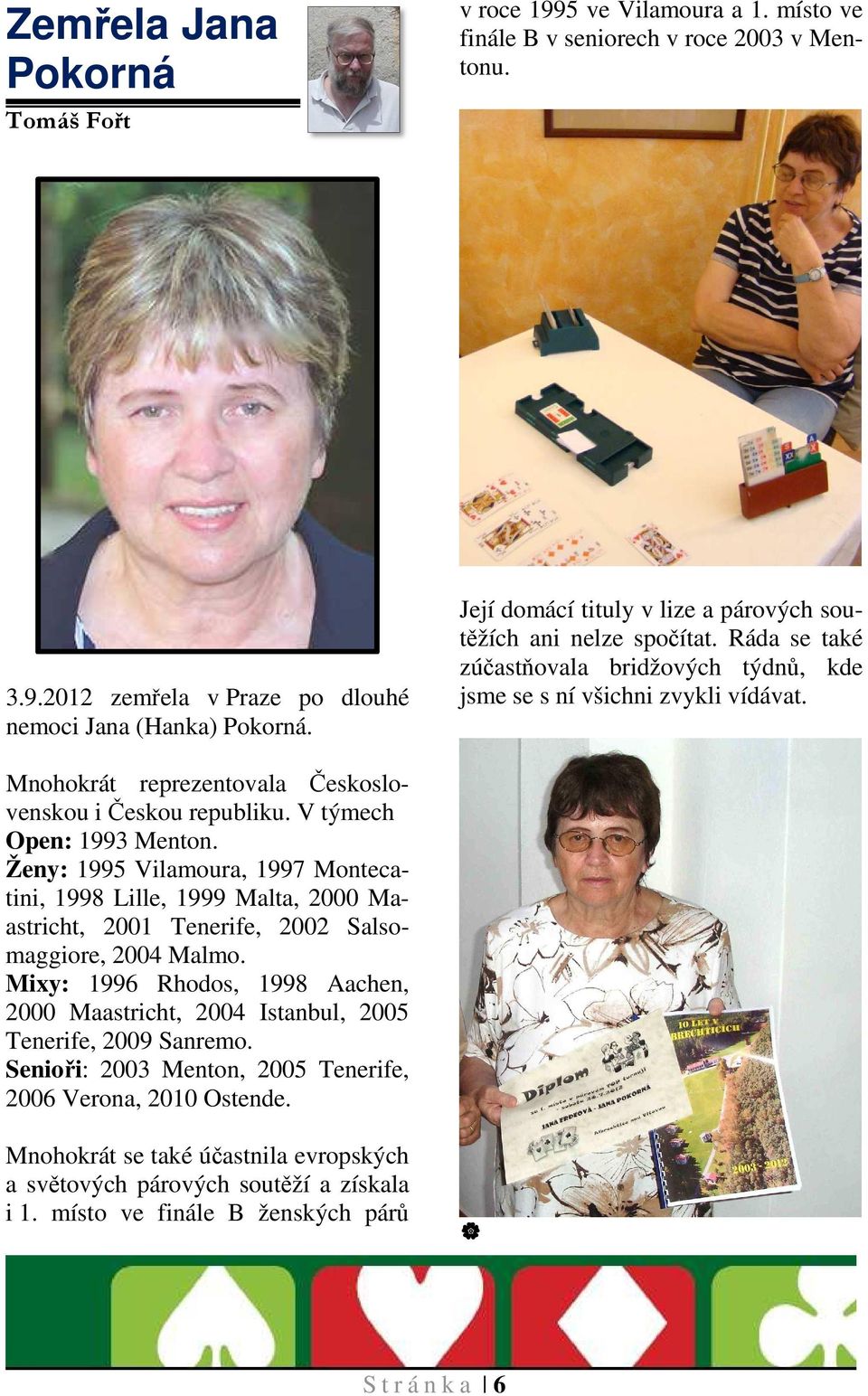 Mnohokrát reprezentovala Československou i Českou republiku. V týmech Open: 1993 Menton.