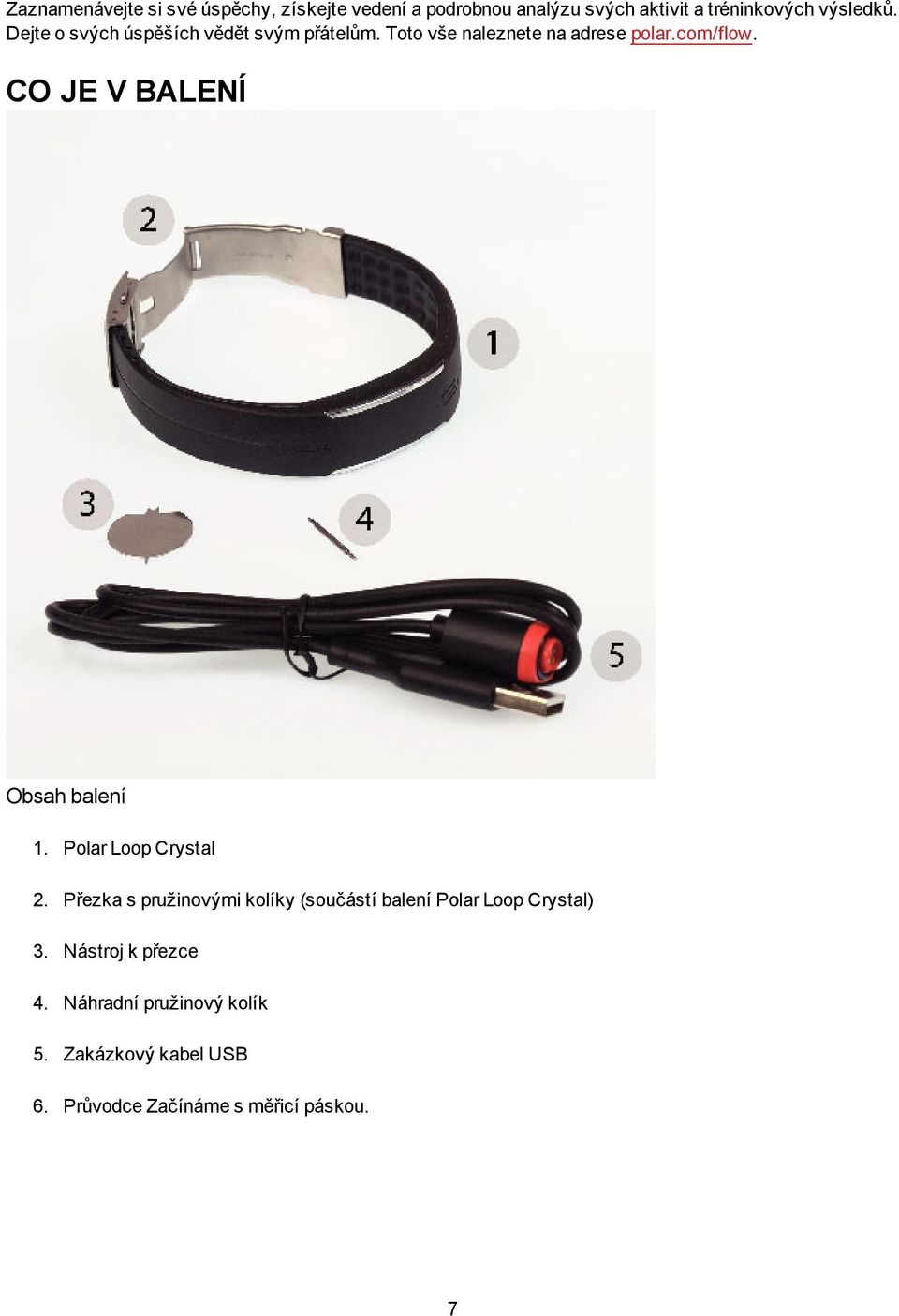 CO JE V BALENÍ Obsah balení 1. Polar Loop Crystal 2.