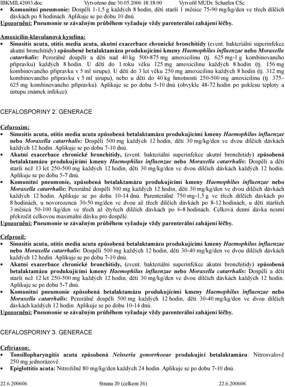 Amoxicilin-klavulanová kyselina: Sinusitis acuta, otitis media acuta, akutní exacerbace chronické bronchitidy (event.