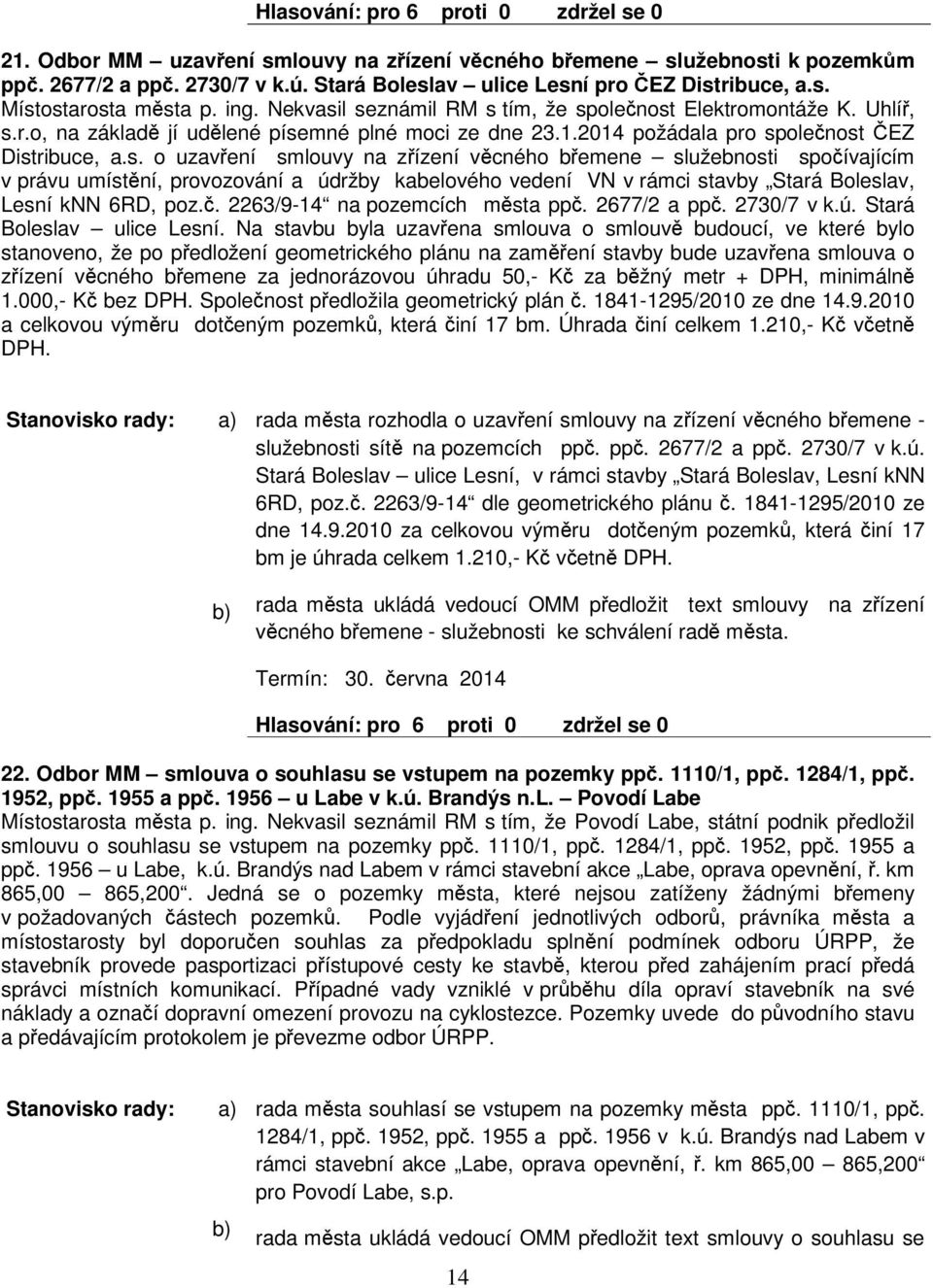 . 2263/9-14 na pozemcích msta pp. 2677/2 a pp. 2730/7 v k.ú. Stará Boleslav ulice Lesní.
