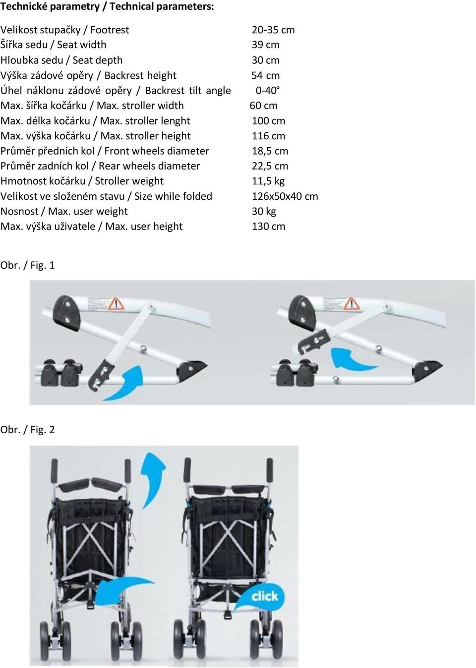 výška kočárku / Max.