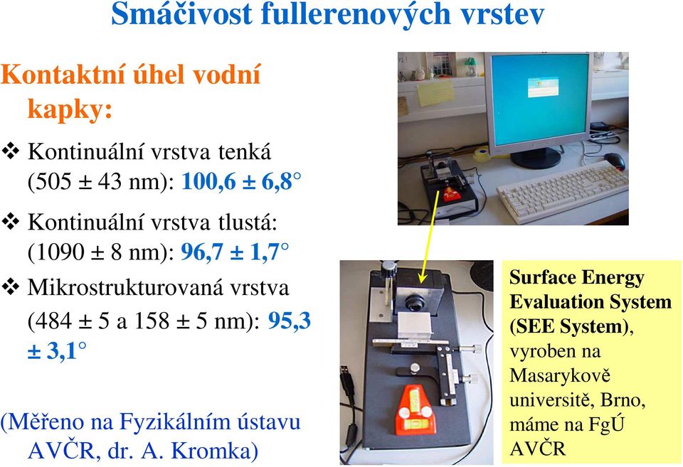 vrstva (484 ± 5 a 158 ± 5 nm): 95,3 ± 3,1 (Měřeno na Fyzikálním ústavu AV