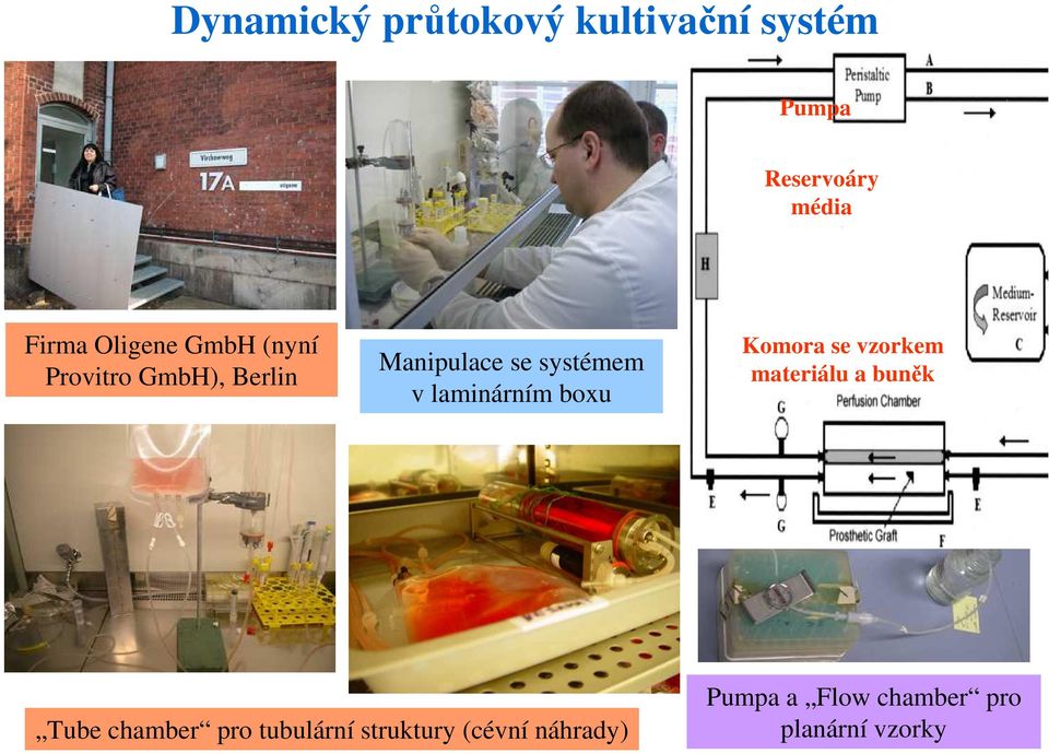 laminárním boxu Komora se vzorkem materiálu a buněk Tube chamber pro