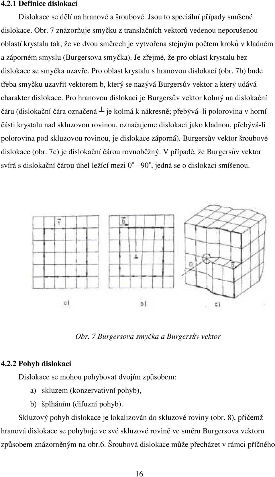 Je zřejmé, že pro oblast krystalu bez dislokace se smyčka uzavře. Pro oblast krystalu s hranovou dislokací (obr.