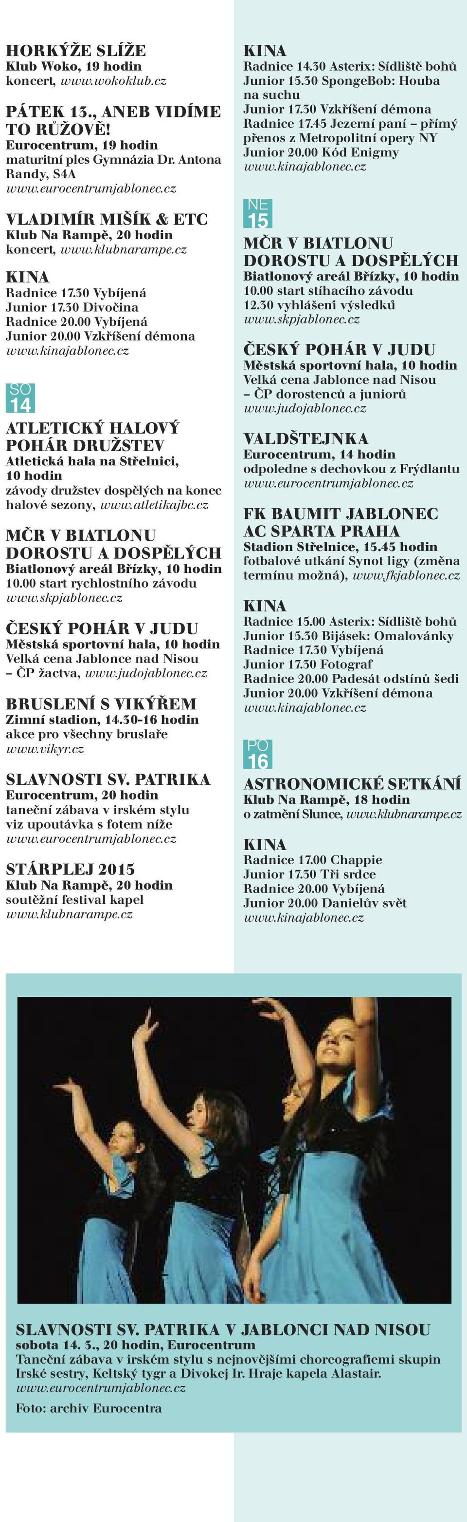 atletikajbc.cz MČR V BIATLONU DOROU A DOSPĚLÝCH Biatlonový areál Břízky, 10 hodin 10.00 start rychlostního závodu www.skpjablonec.