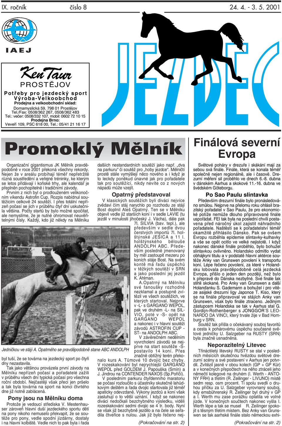 : 05/41 21 16 17 Promokl Mûlník Organizační gigantismus JK Mělník pravděpodobně v roce 2001 překoná všechny rekordy.