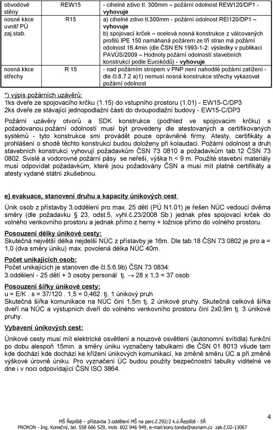 publikaci PAVÚS/2009 Hdnty pžární dlnstí stavebních knstrukcí pdle Eurkódů) - vyhvuje R 15 - nad pžárním strpem v PNP není nahdilé pžární zatížení - dle čl.8.7.