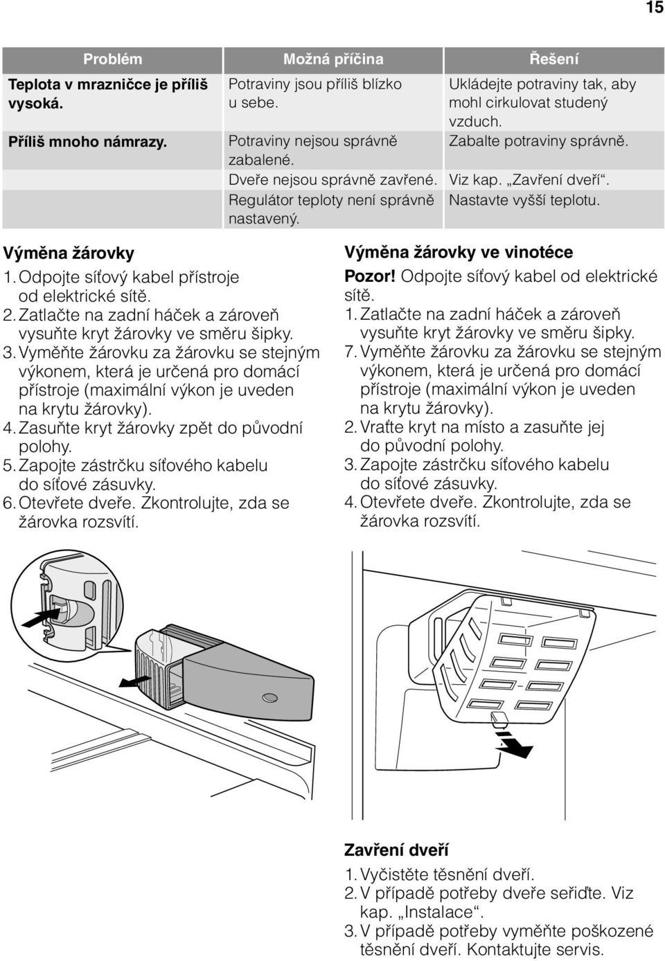 Odpojte síťový kabel přístroje od elektrické sítě. 2. Zatlačte na zadní háček a zároveň vysuňte kryt žárovky ve směru šipky. 3.