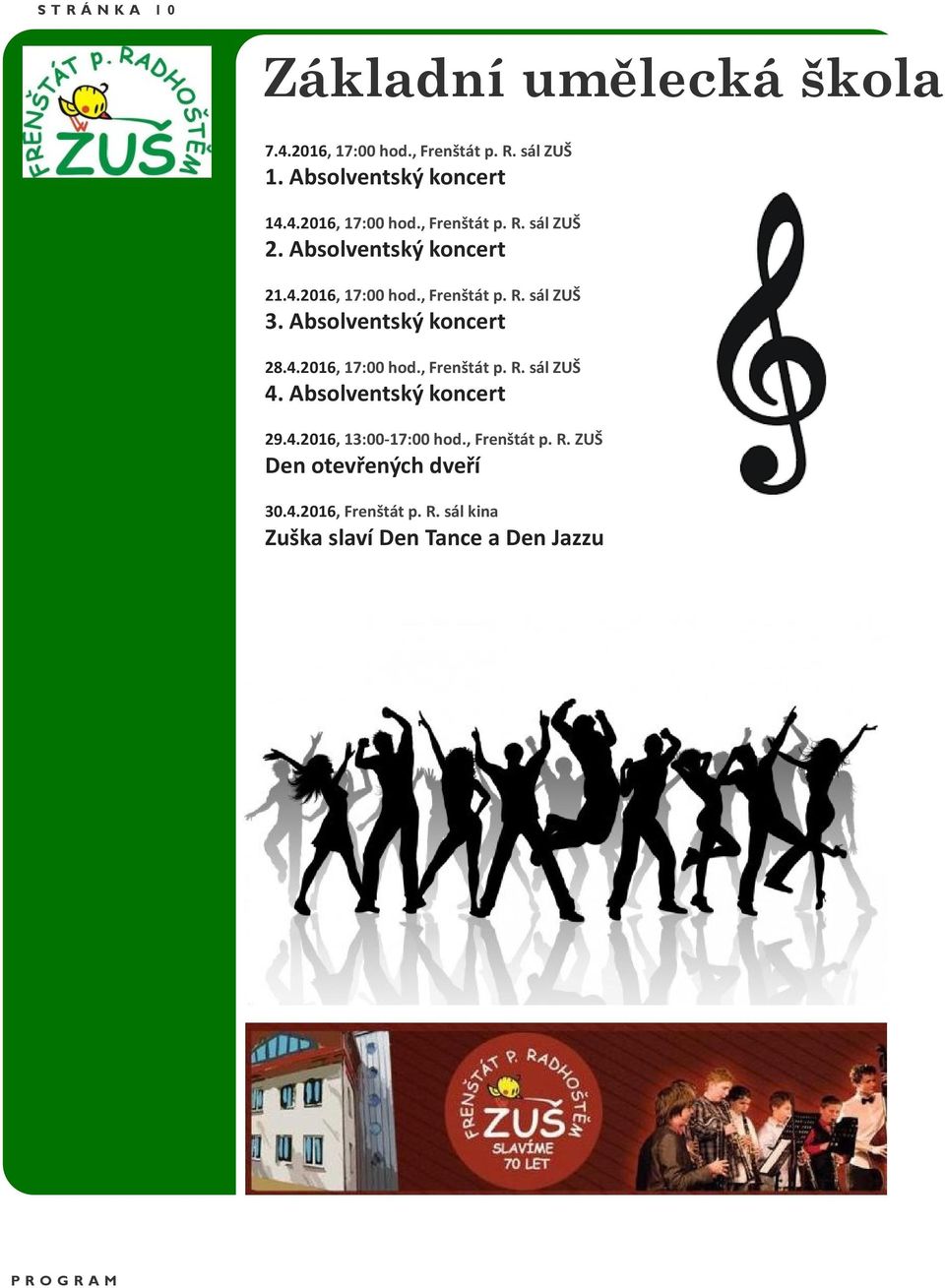 Absolventský koncert 29.4.2016, 13:00-17:00 hod., Frenštát p. R.