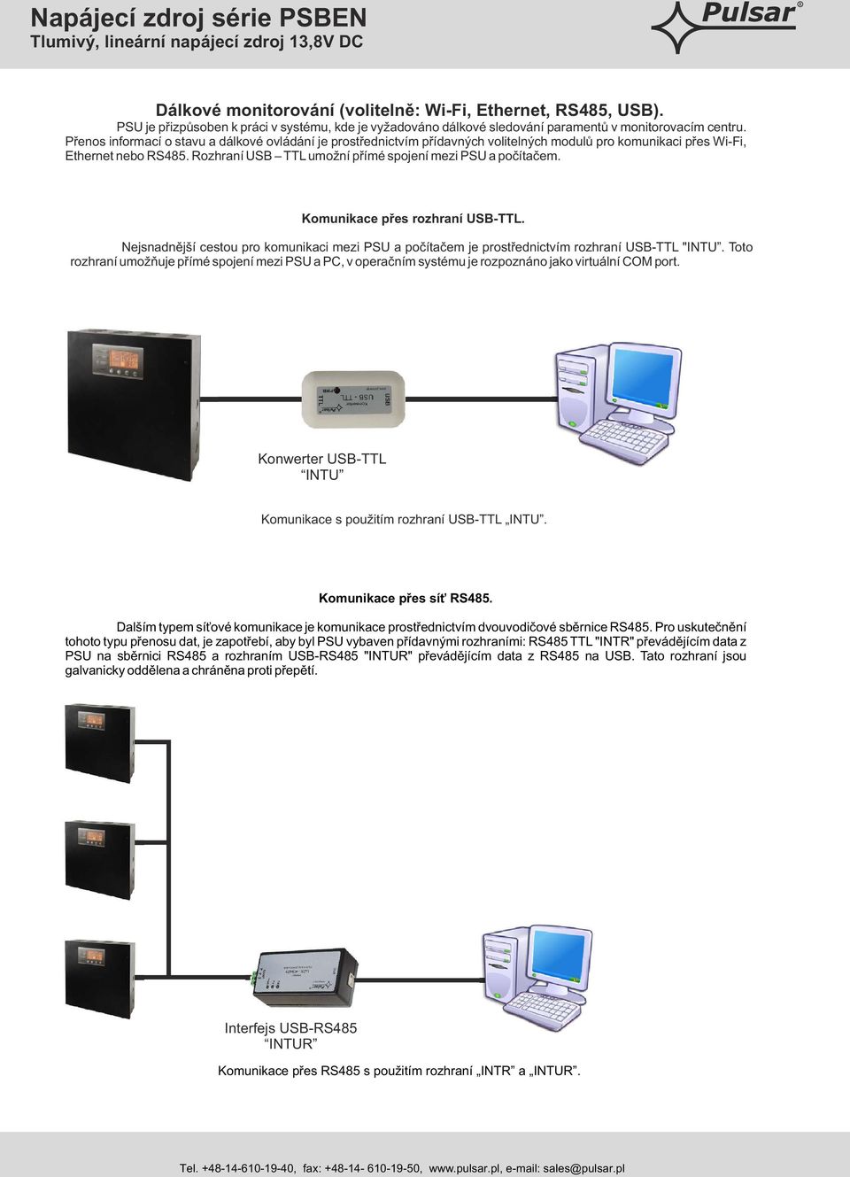 Komunikace přes rozhraní USB-TTL. Nejsnadnější cestou pro komunikaci mezi PSU a počítačem je prostřednictvím rozhraní USB-TTL "INTU.