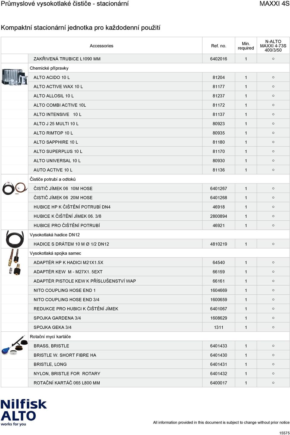 HOSE 6401267 1 ČISTIČ JÍMEK 06 20M HOSE 6401268 1 HUBICE HP K ČIŠTĚNÍ POTRUBÍ DN4 46918 1 HUBICE K ČIŠTĚNÍ JÍMEK 06.