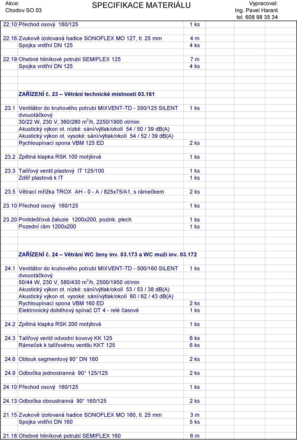 vysoké: sání/výtlak/okolí 54 / 52 / 39 db(a) Rychloupínací spona VBM 125 ED 23.2 Zpětná klapka RSK 100 motýlová 23.3 Talířový ventil plastový IT 125/100 Zděř plastová k IT 23.