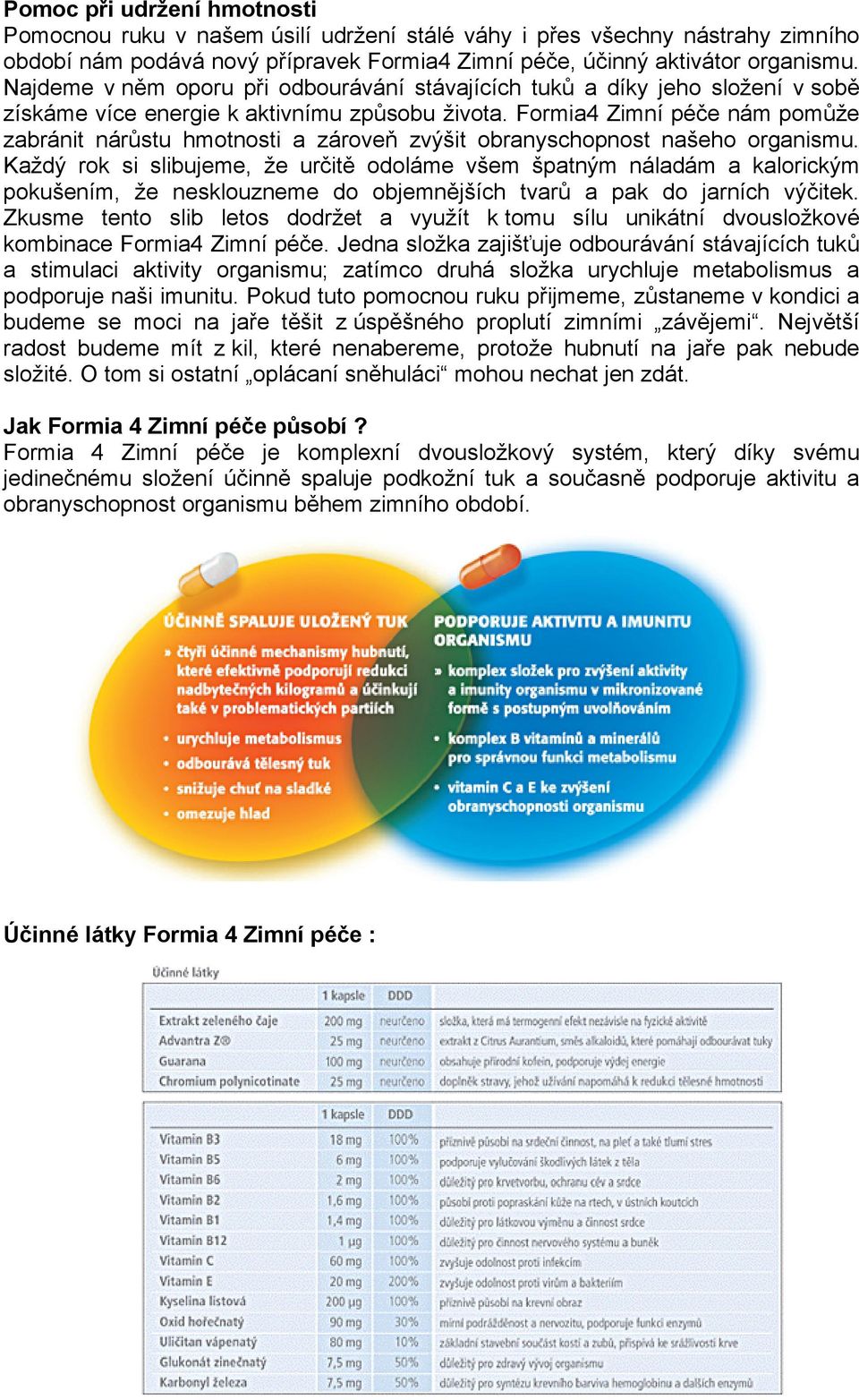 Formia4 Zimní péče nám pomůže zabránit nárůstu hmotnosti a zároveň zvýšit obranyschopnost našeho organismu.