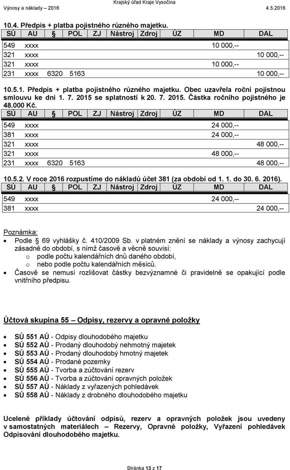 1. do 30. 6. 2016). 549 xxxx 24 000,-- 381 xxxx 24 000,-- Podle 69 vyhlášky č. 410/2009 Sb.