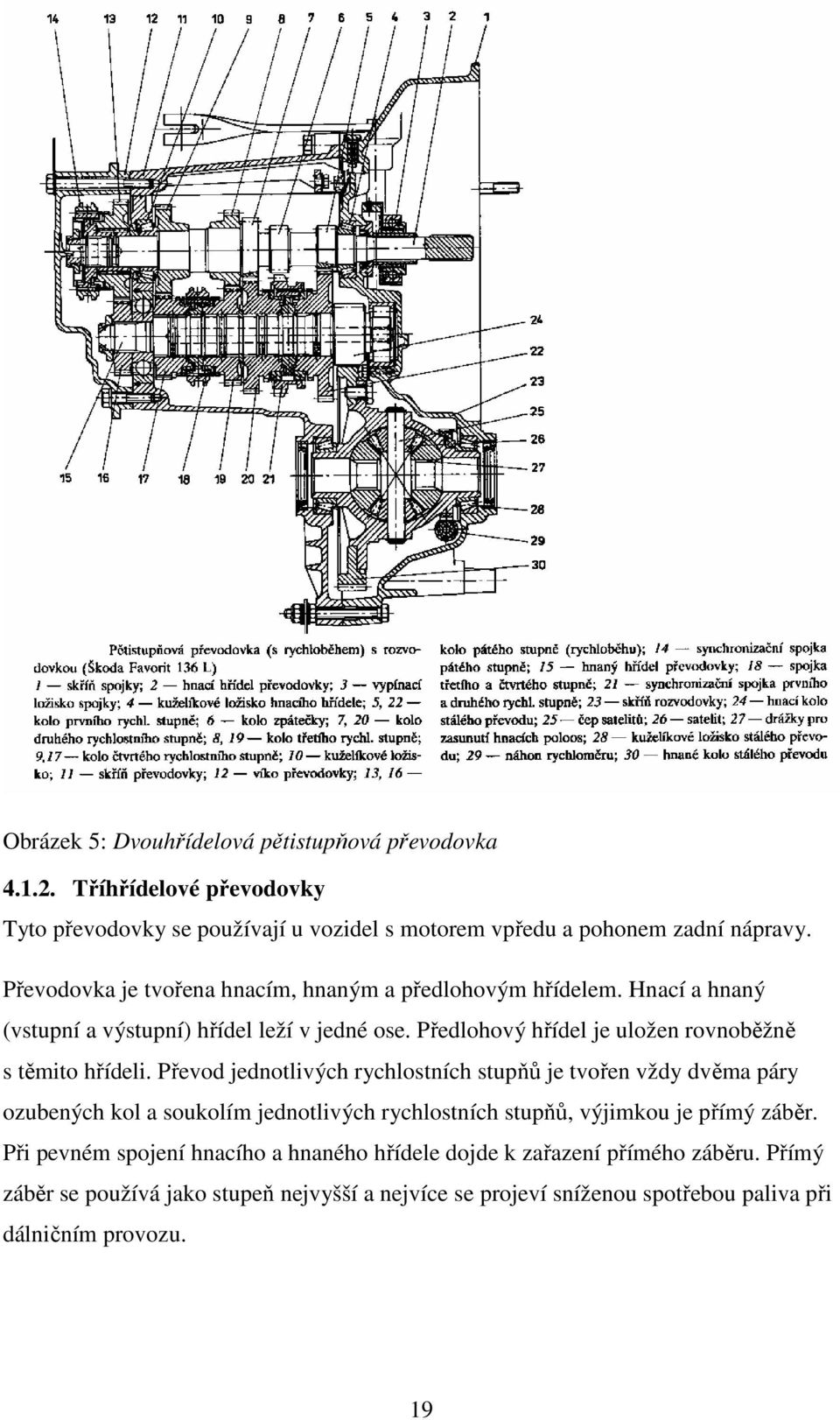 Předlohový hřídel je uložen rovnoběžně s těmito hřídeli.