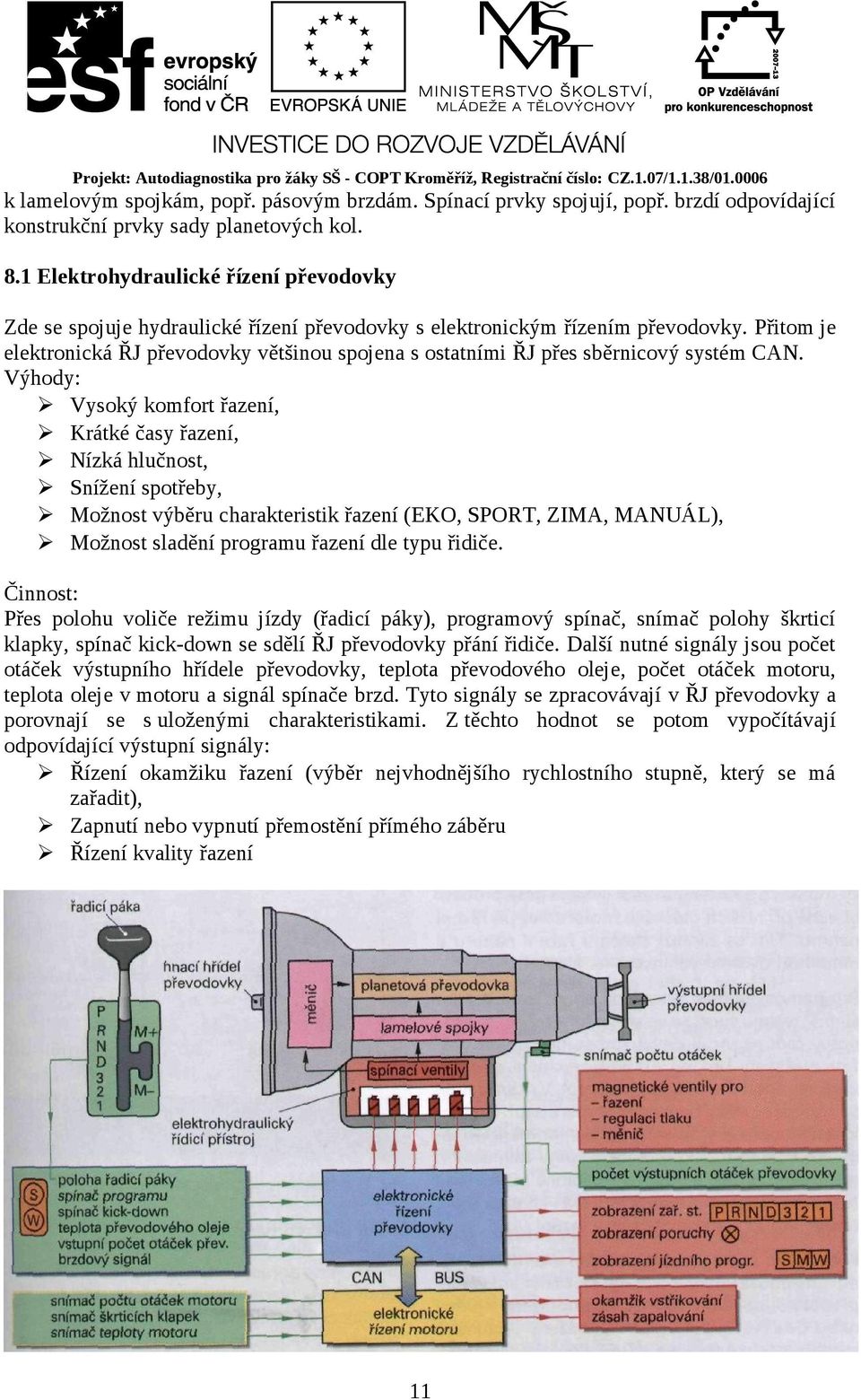 Přitom je elektronická ŘJ převodovky většinou spojena s ostatními ŘJ přes sběrnicový systém CAN.