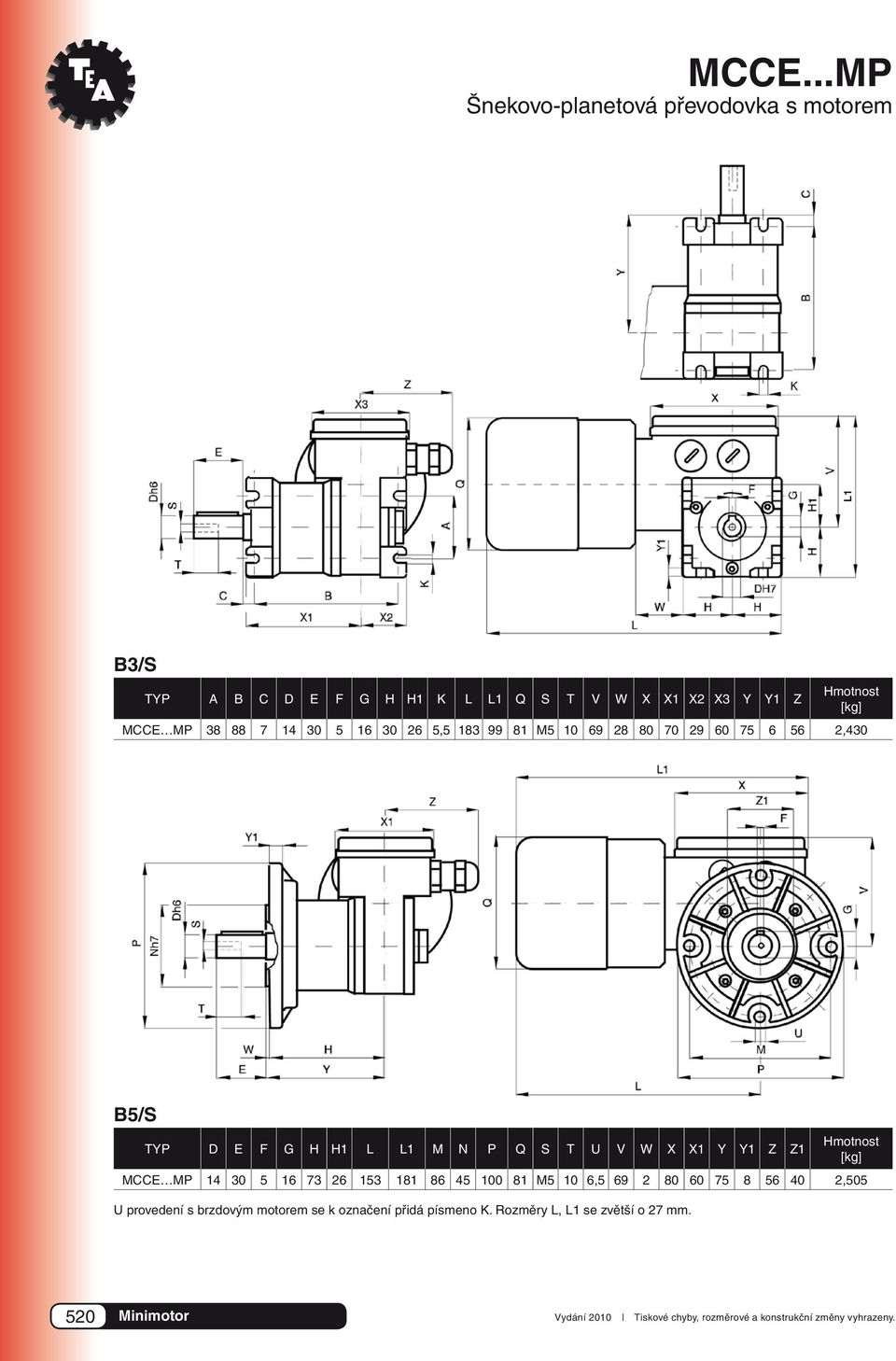 Z1 MCCE MP 14 30 5 16 73 26 153 181 86 45 100 81 M5 10 6,5 69 2 80 60 75 8 56 40 2,505 U provedení s brzdovým motorem se k