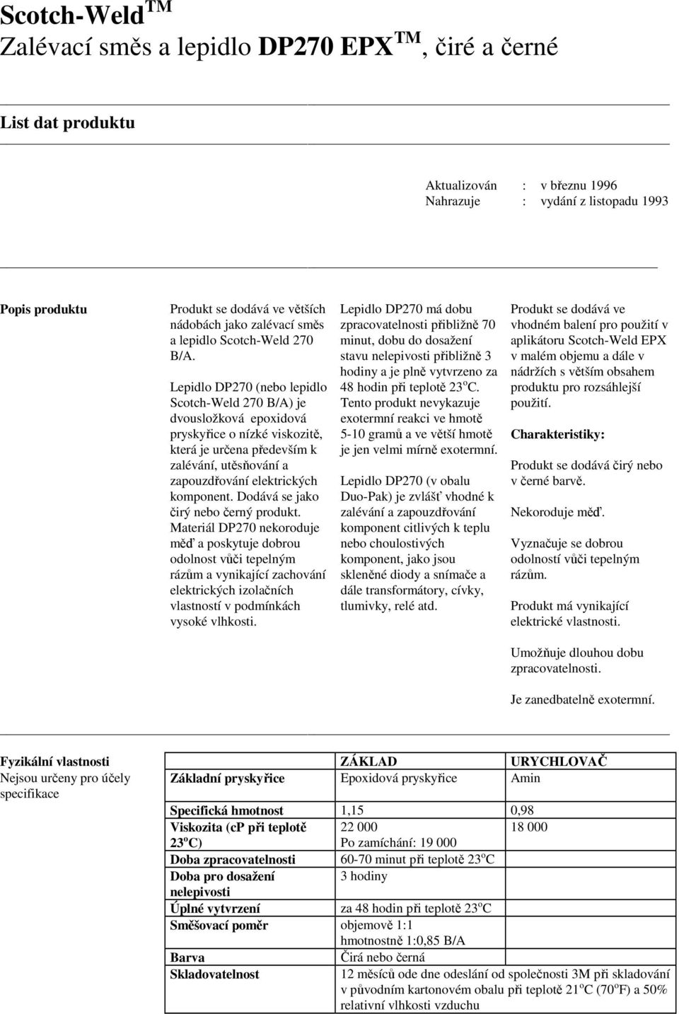 Lepidlo DP270 (nebo lepidlo Scotch-Weld 270 B/A) je dvousložková epoxidová pryskyřice o nízké viskozitě, která je určena především k zalévání, utěsňování a zapouzdřování elektrických komponent.